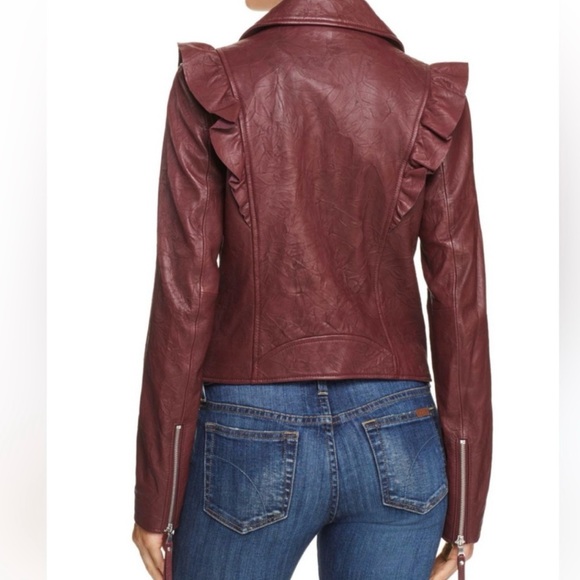 Paige Annika Moto Jacket Dark Red - Picture 4 of 5